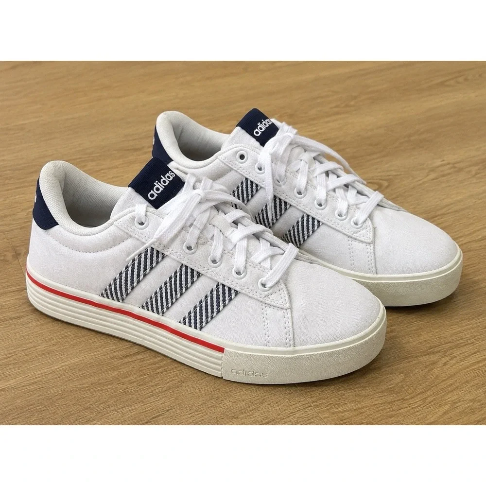 Adidas Daily 4.0 Sneakers Womens Size 6 White Blue Casual Lace Up Shoes